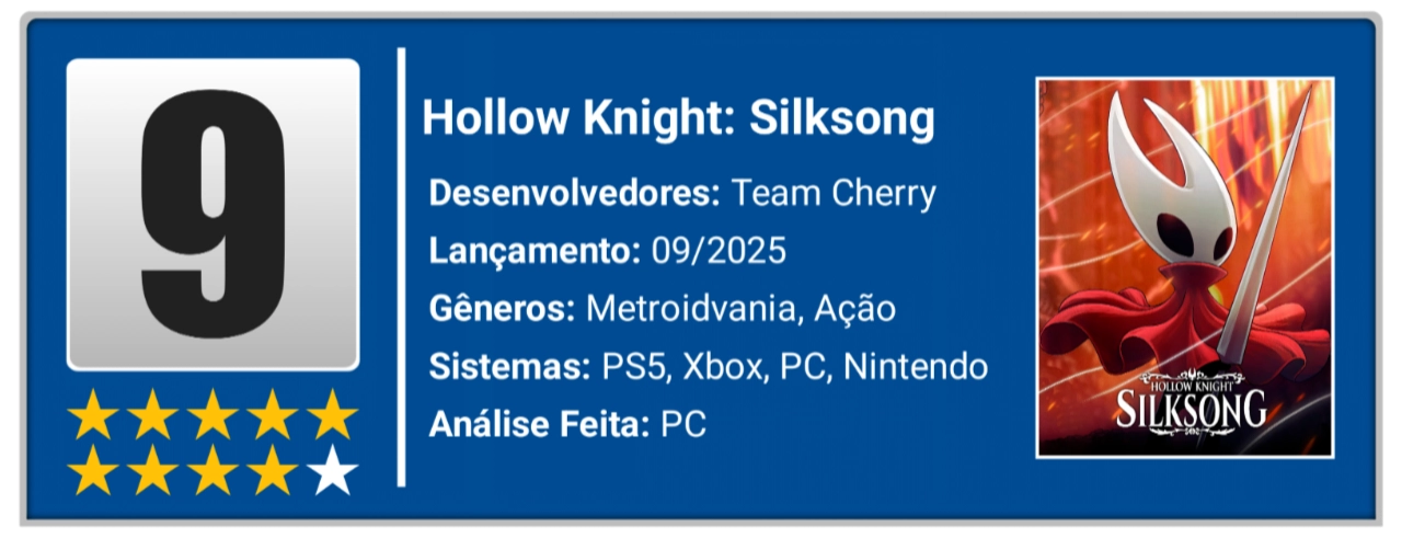 Hollow Knight Silksong avaliação e nota final