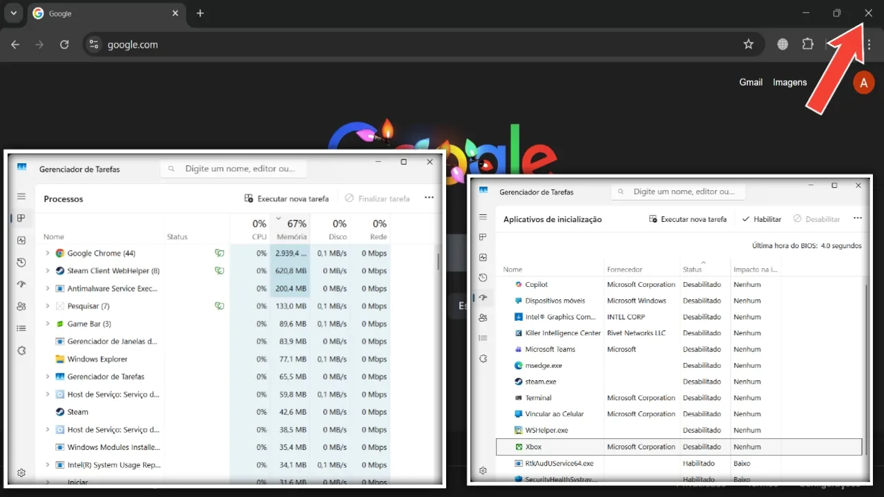 programas em segundo plano que consomem RAM