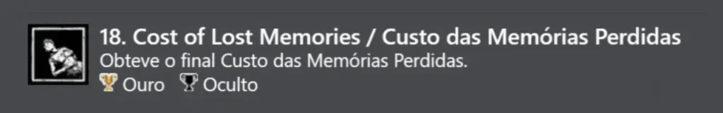 18. Custo das Memórias Perdidas (Ouro)