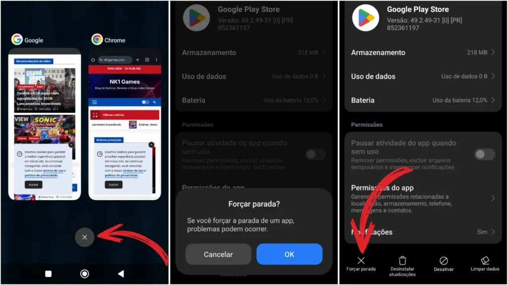 Feche aplicativos em segundo plano e libere memória RAM