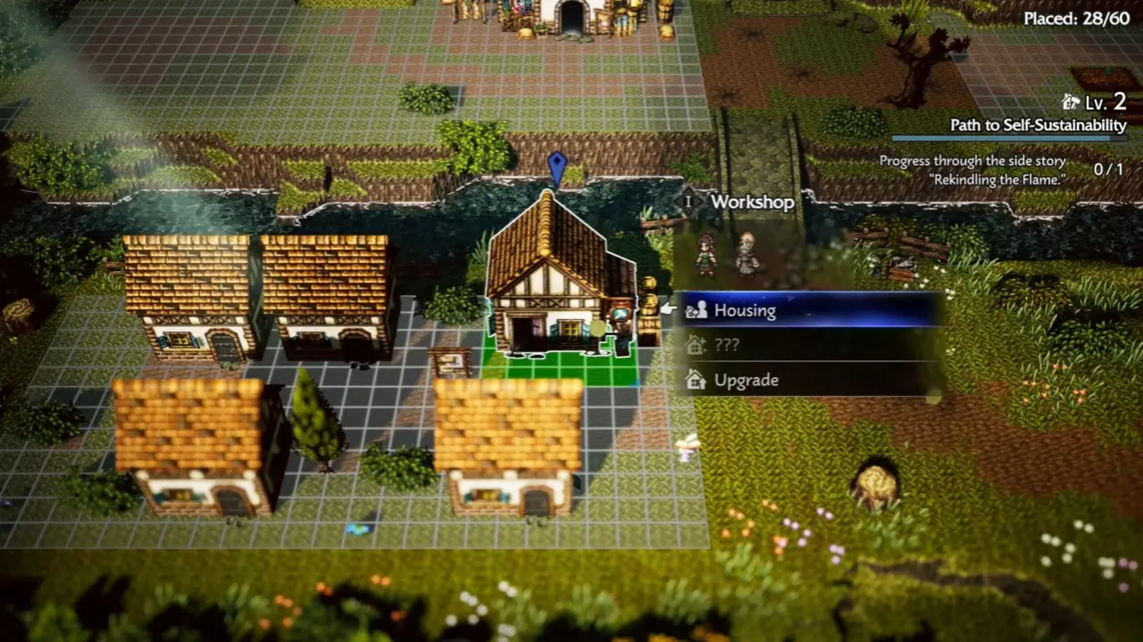 Octopath Traveler 0 exploração, construção de cidade e ritmo de jogo