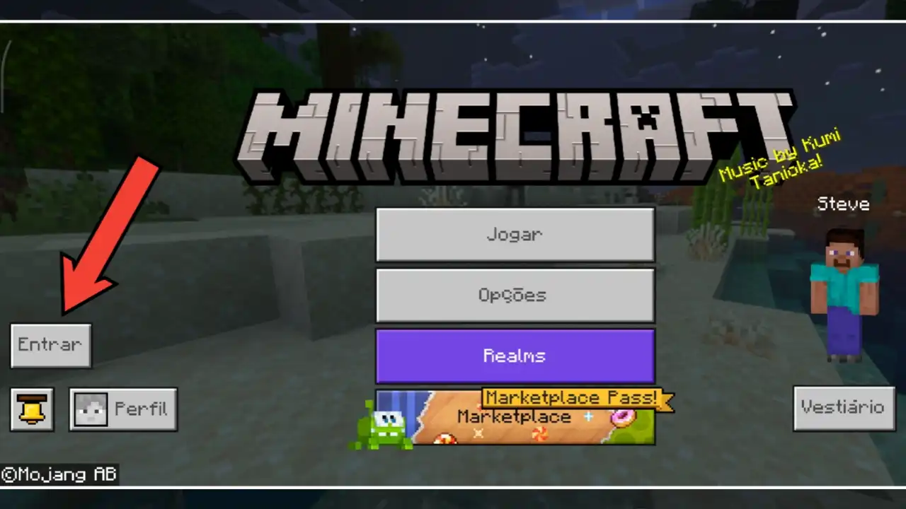 Dentro do menu inicial do jogo, clique em Entrar