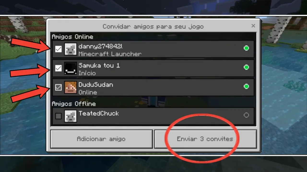 Escolha o amigo desejado na lista exibida