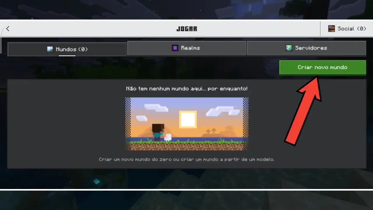 Selecione “Criar novo mundo”