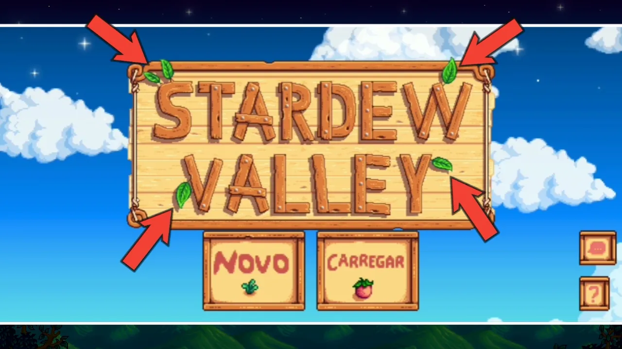 Stardew Valley quatro folhas ao redor da placa de madeira