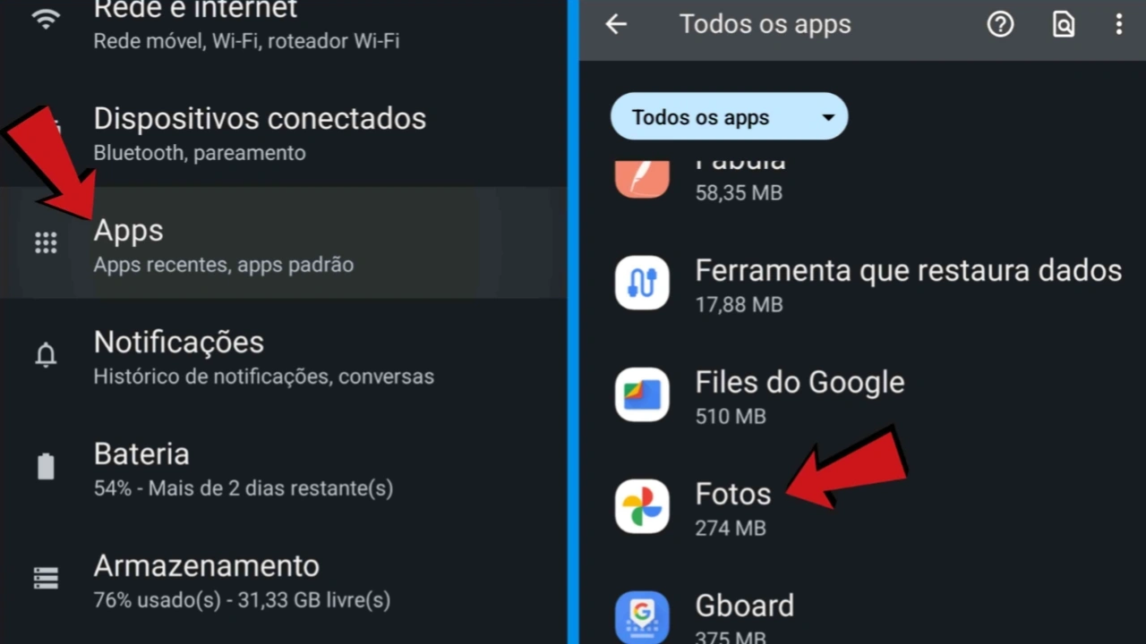 Abra as configurações do seu dispositivo Android e localize a seção de Apps