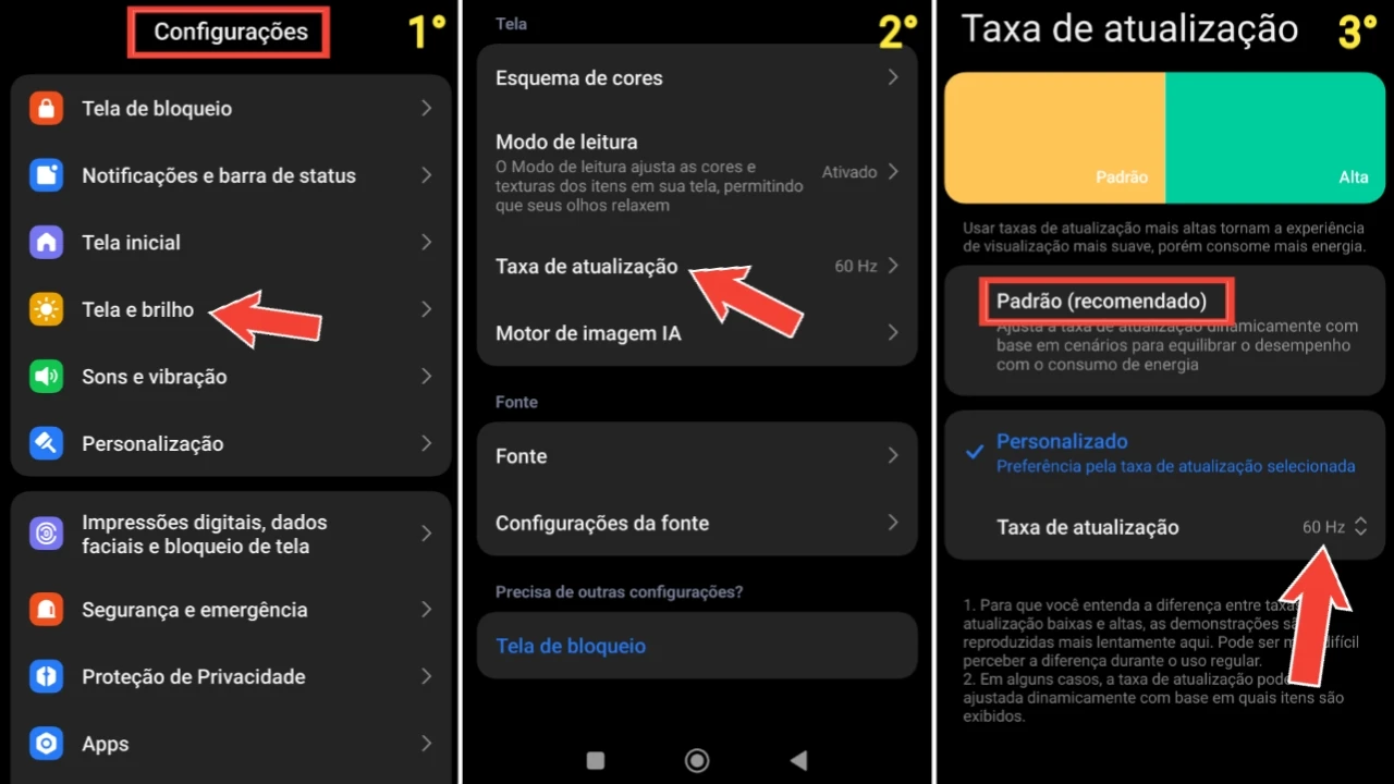 Ajuste a taxa de atualização da tela para 60Hz