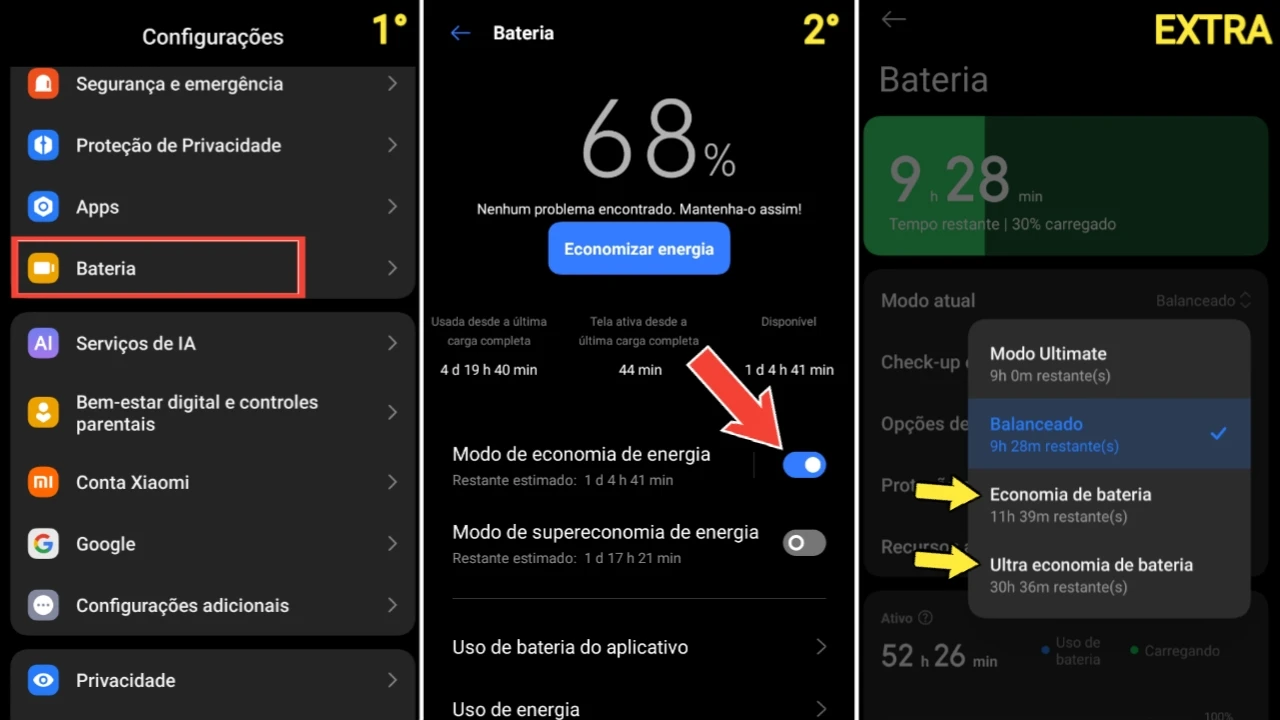 Ative o modo de economia de bateria enquanto joga