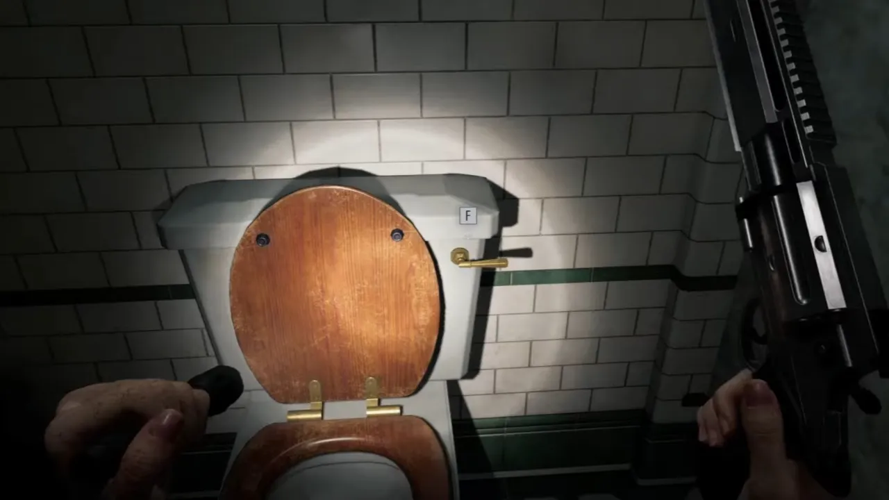 Vá até o banheiro da Ala Oeste e dê descarga oito vezes